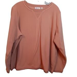 EUC D&Co Waffle Crew Neck Long Sleeve Sweatshirt Light Pink Size 1X